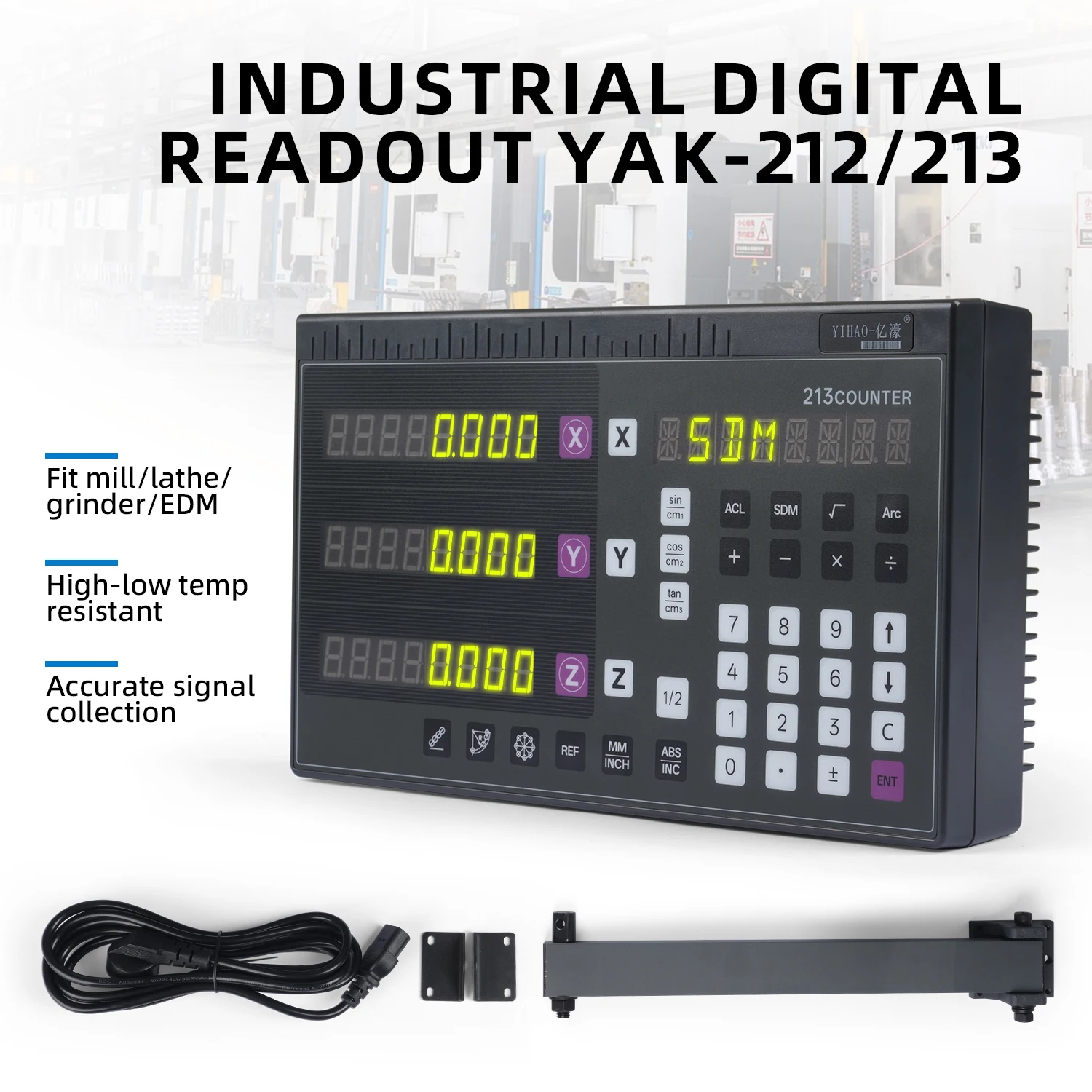 2/3 Axis Digital Readout DRO YAK212/213 for Lathe Milling Machine 0.1-10um Resolution AC 80-260V 15W