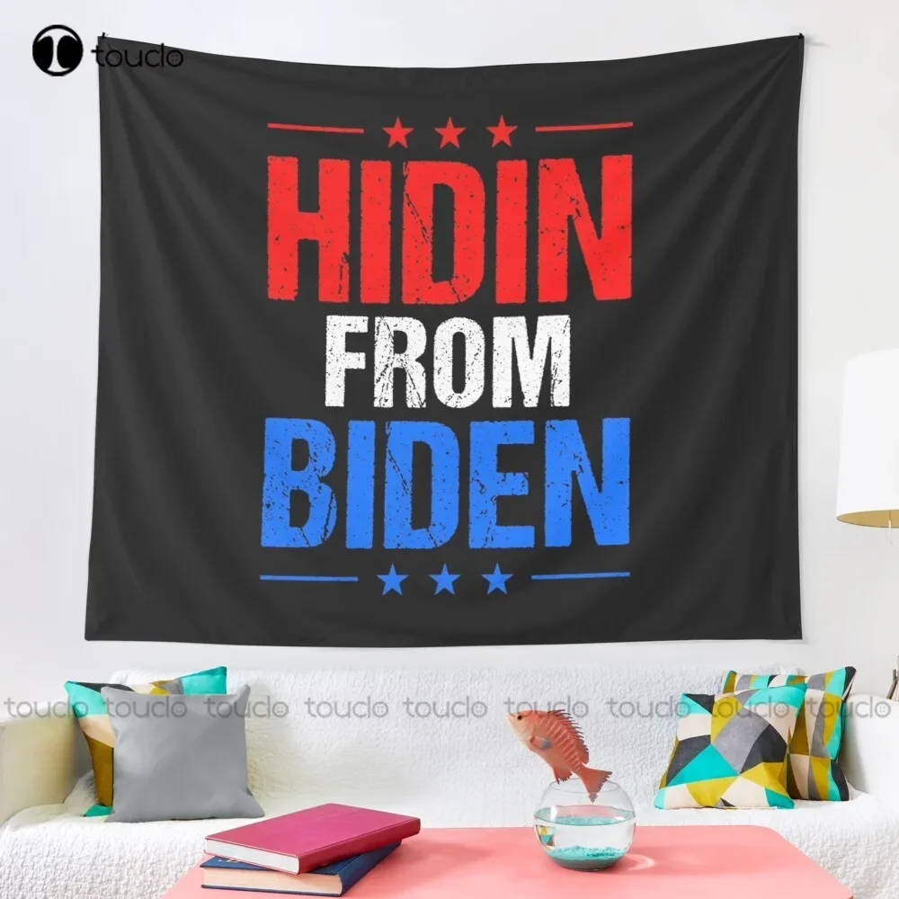 Hidin From Biden Vintage Design Funny Anti Joe Biden Retro Tapestry Green Tapestry Blanket Tapestry Bedroom Bedspread Decoration