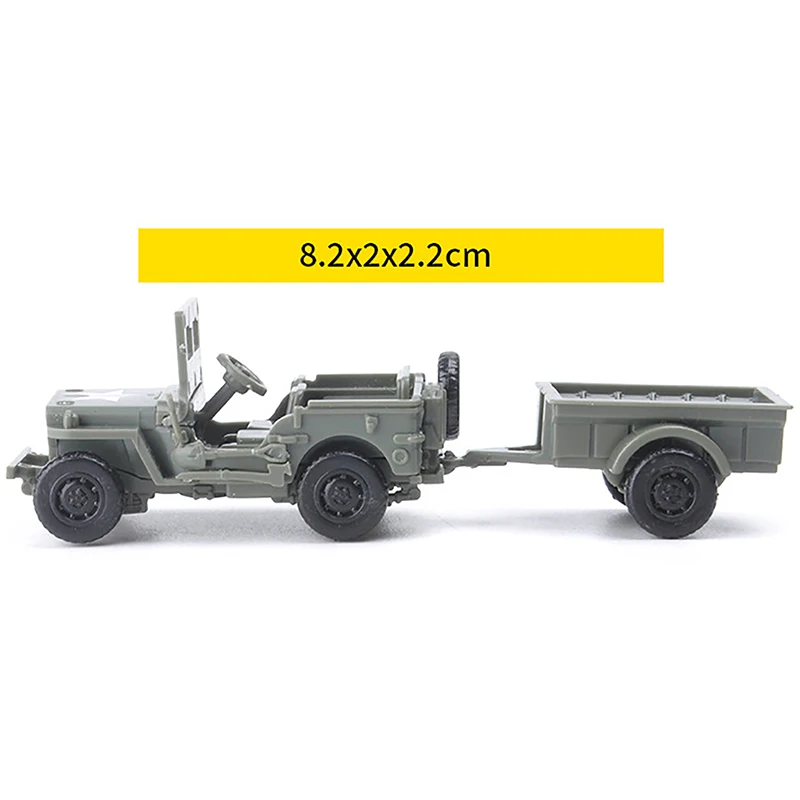 1/72 WWII Willys with Hanging Bucket 8.2*2*2.2cm Military Vehicle Assemble Car Model Toys