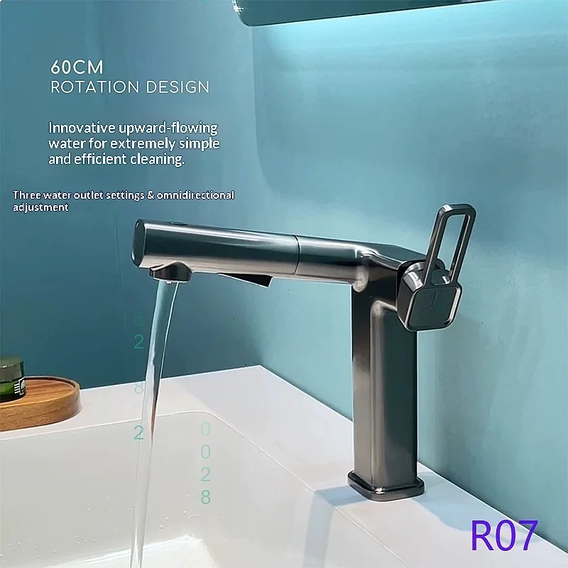 Brushed Rose Gold Pull Out Multifunction Kitchen Faucet Hot Cold Silver