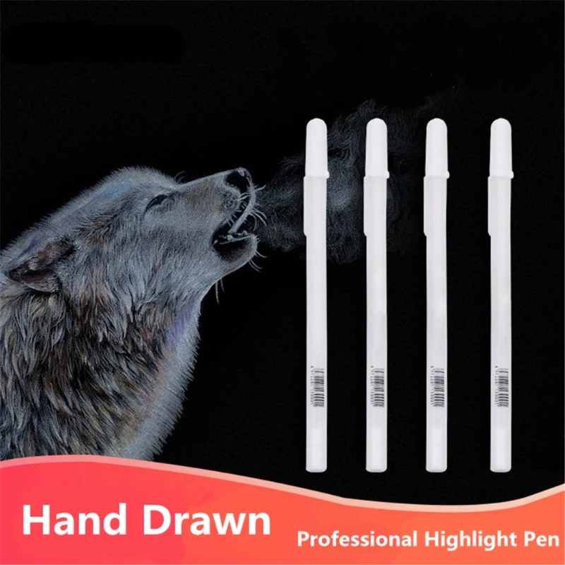 Bolígrafos dibujo profesionales, bolígrafo Gel blanco, juego bolígrafos dibujo para diseño artístico, papel negro, 3