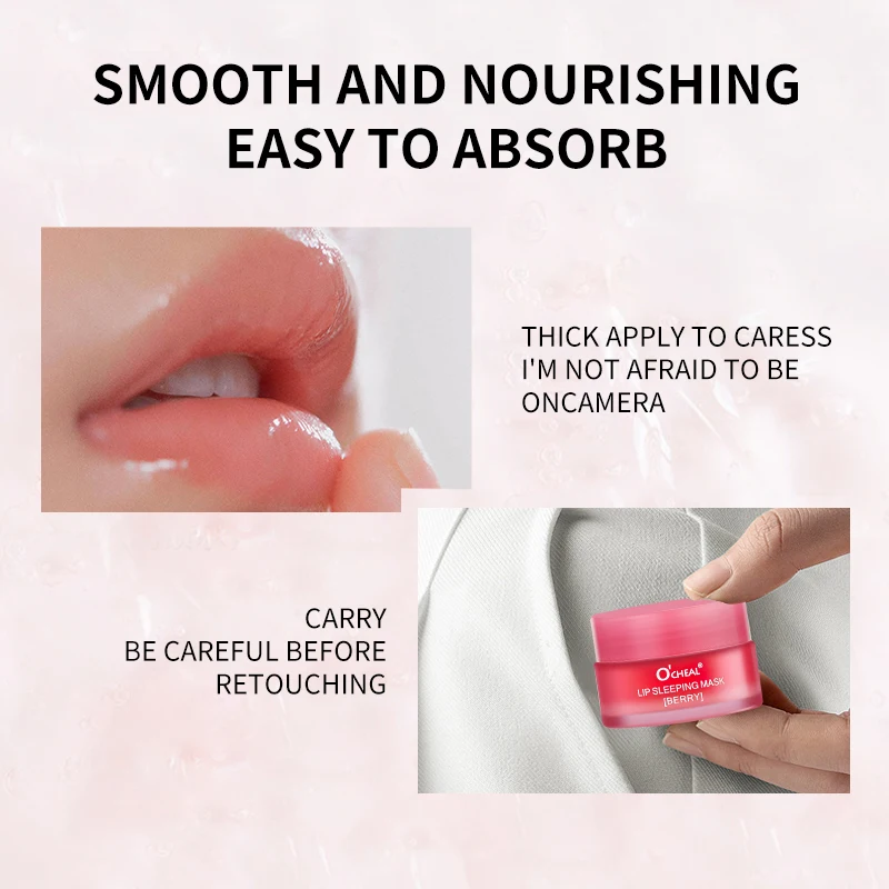 1PC Korea 20g Lip Mask Night Sleep Hydrated Maintenance Lip Balm Pink Whitening Cream Nourish With 20Pcs Brush and Box