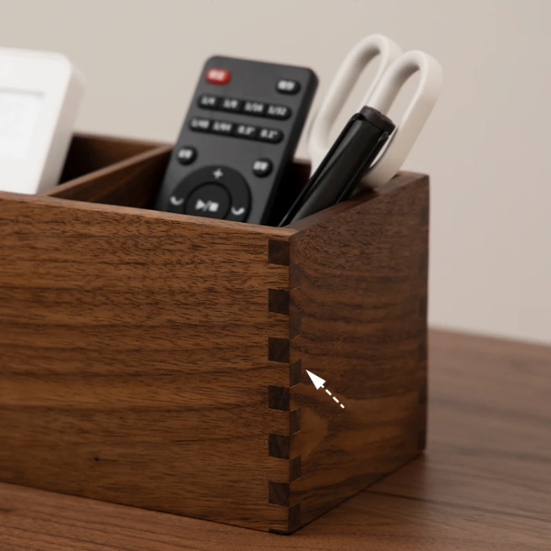 Elegant Wooden Storage Boxes, Refined Desk Organizer with Division Grid, Multi-Functional Holder for Remote Controls Small Items