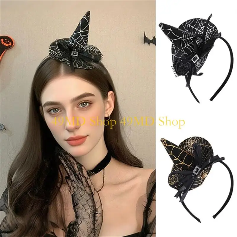 49MD Classical Pointed Witch Hat Hairband Cosplay Hair Ornament For RolePlay Event School Festival Gathering Head Accessory