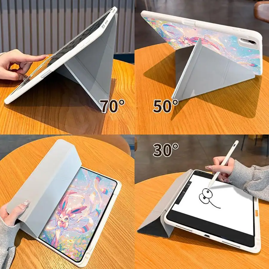 Cute Sylveon P-PokemonS With Pen Slot Cover Tablet Case For iPad 12th 11th Pro M4 13 2025 2026 10th Gen Mini 7 6 5 9th Air 8 M2 view 3