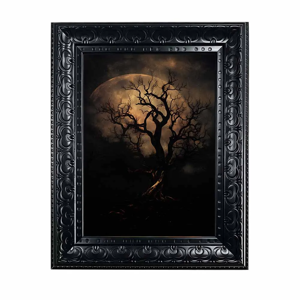 Halloween Wall Art, Framed Canvas Wall Art Gothic Three Witches Forest Print for Dark Academia Spooky Vintage Home Decor