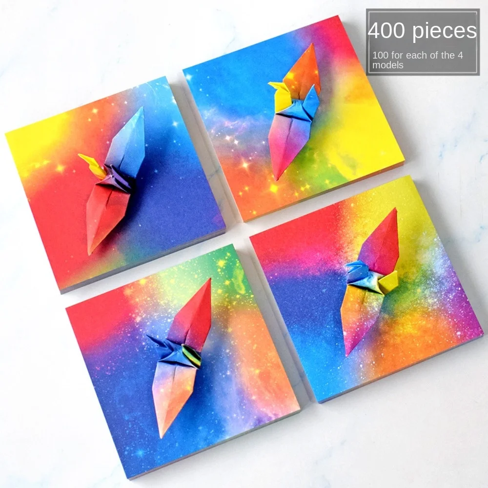 400pcs Art Material Starry Sky Origami Paper Handmade Scrapbooking Colorful Folded Paper Sakura Folding