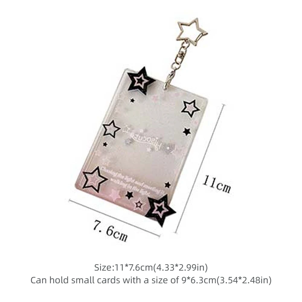 With Keychain Korean Style Card Holder Transparent Star Card Case Student Card Cover Polaroid Photo Pendant ID Card Holders