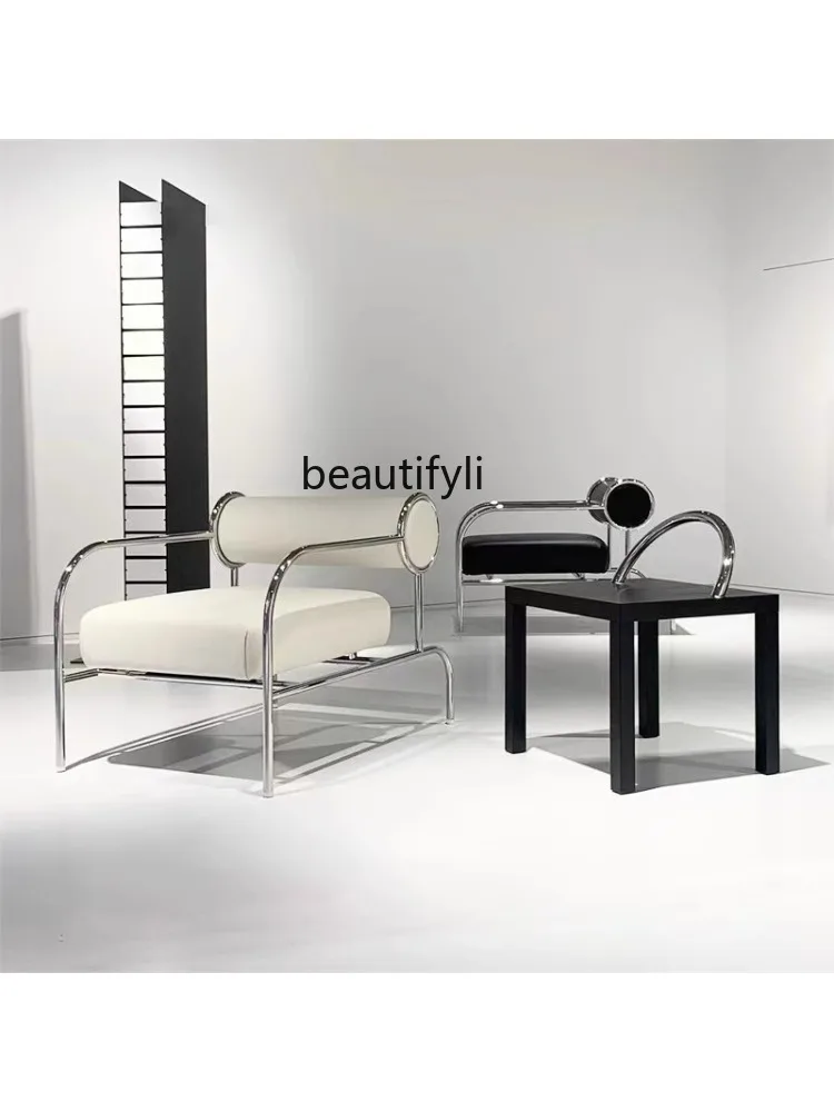 Leisure Chair Single-Seat Sofa Chair Coffee Shop Creative Lazy Sofa Modern Stainless Steel Chair House Quiet Style furniture