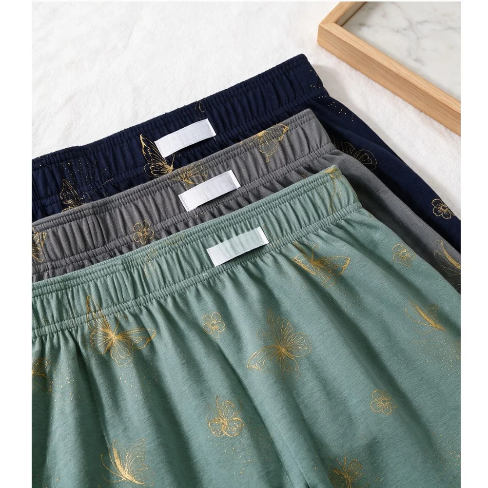 Men's Butterfly Printed Flat Angle Trunks - Loose Elastic Waist Mid-Rise Breathable Underwear Size L up to 4XL