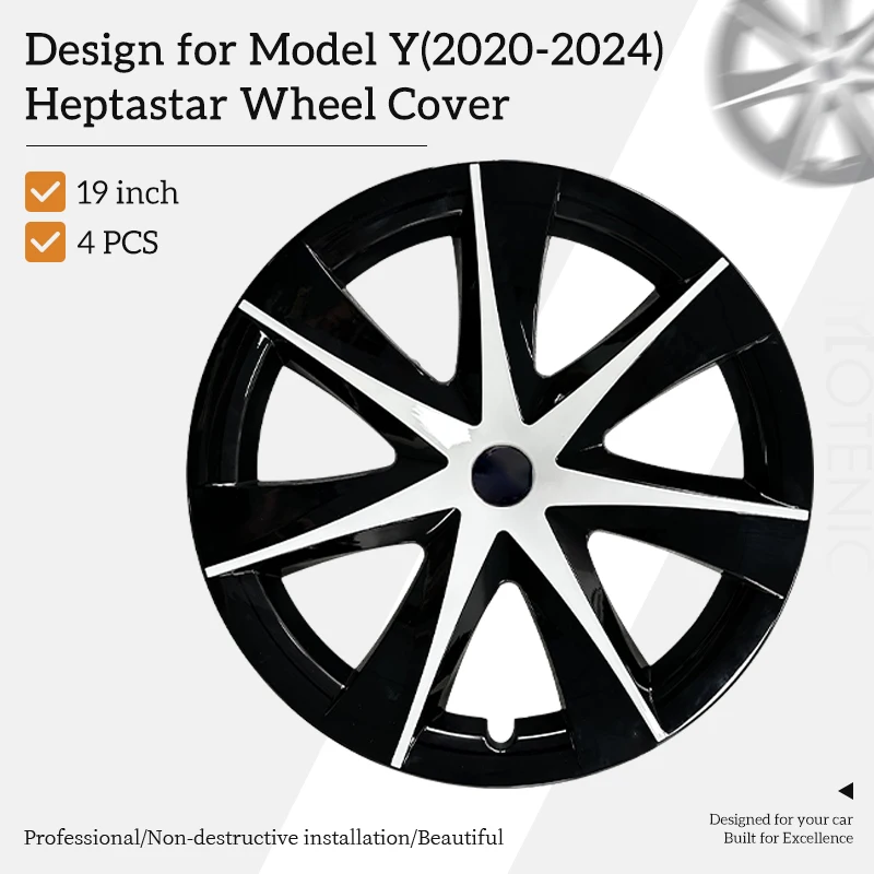 

19Inch 4PCS Wheel Caps Heptastar Style Cover Hub Cap Replacement Automobile Wheel Hubcap Rim Cover For Tesla Model Y 2020-2024