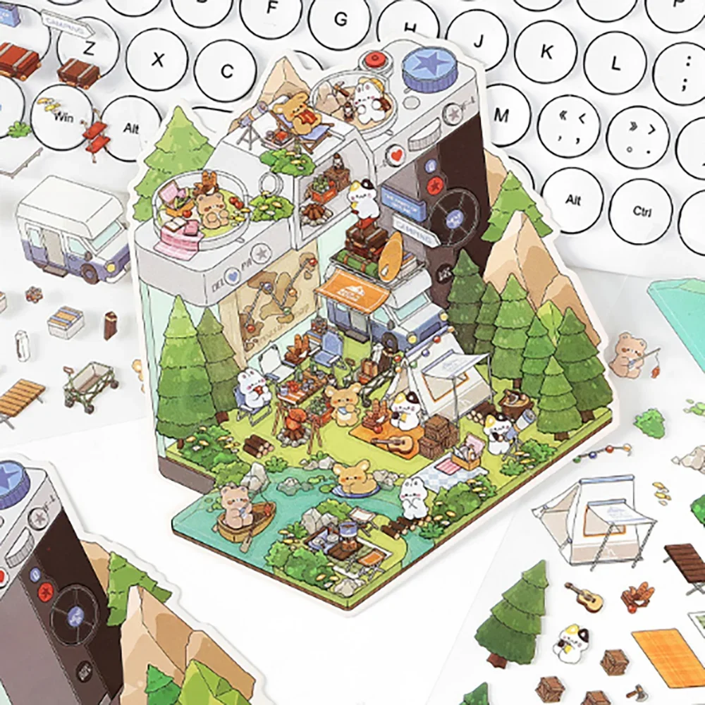 Creative 2.5D Landscape Stickers DIY Handmade Tent Landscape Decoration Stickers