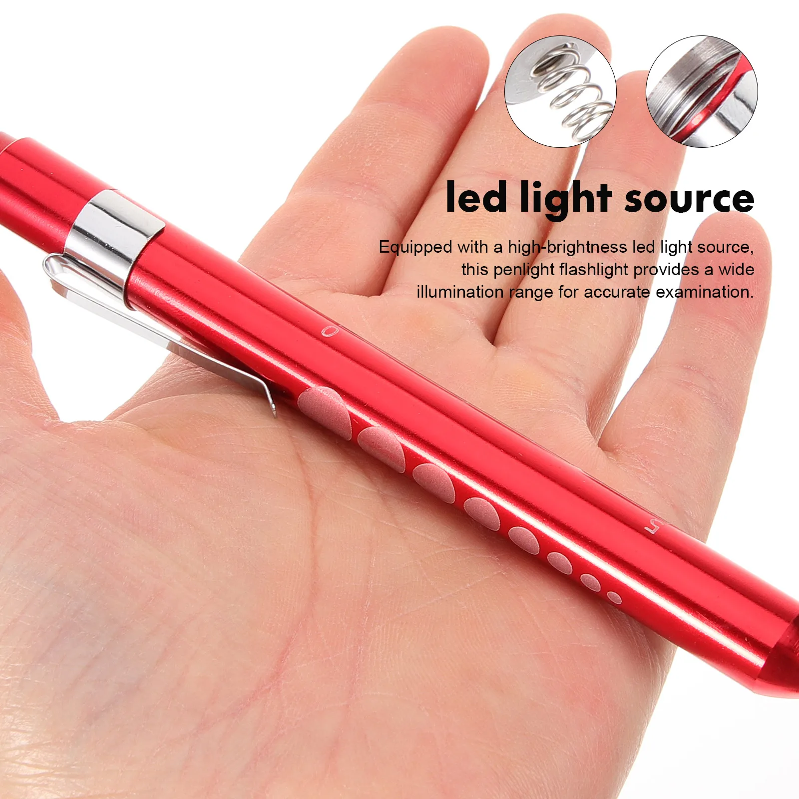 2 Pcs Mini Flashlight LED Reusable Ruler Badge for Nurses Lightweight Led Pen Light Teaching Tool