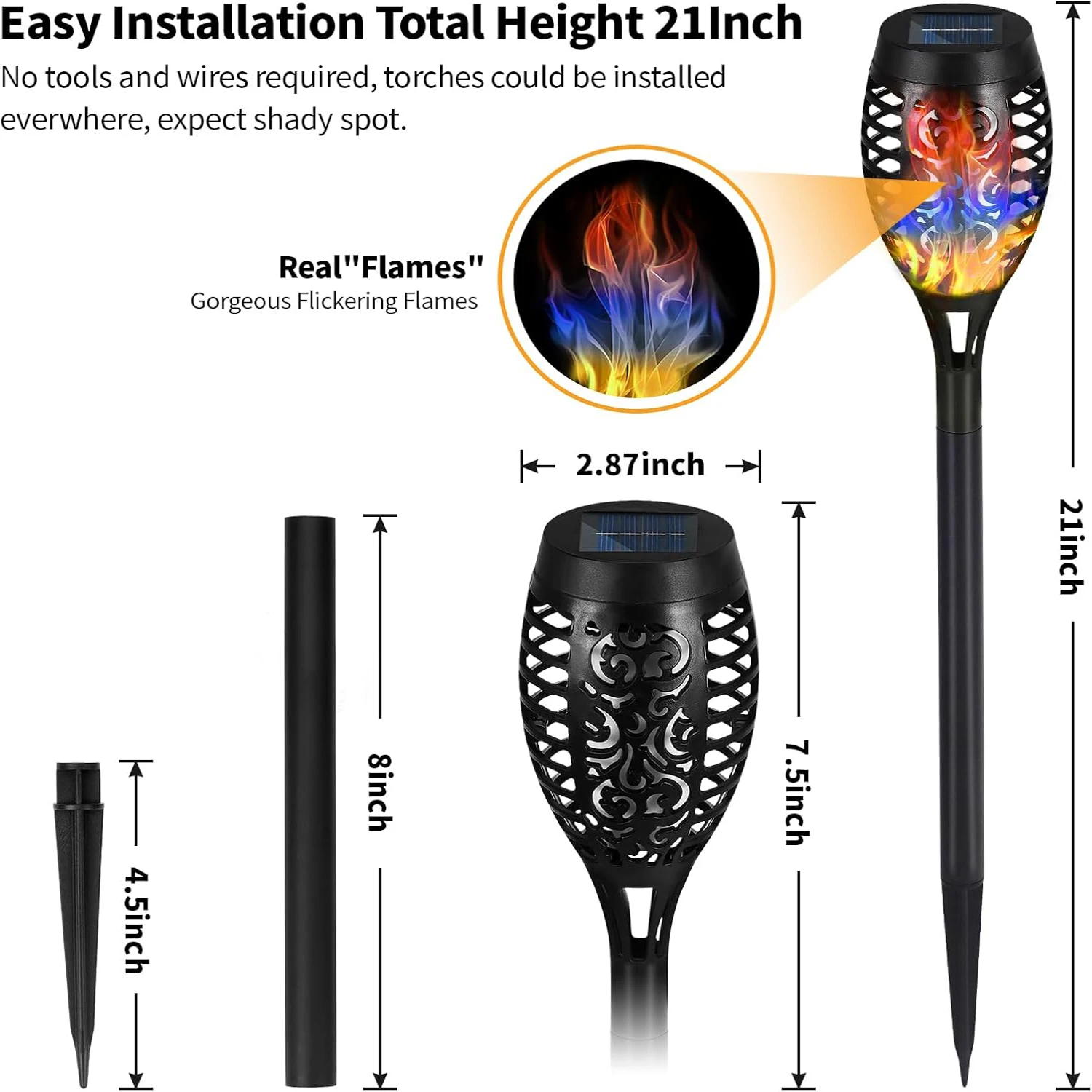 6 حزمة 12LED RGB الشمسية لهب الشعلة أضواء الخفقان ضوء مقاوم للماء حديقة الديكور في الهواء الطلق مسار الحديقة ساحة فناء مصابيح أرضية