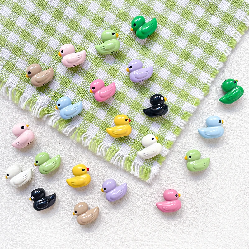 10 pçs contas de liga tridimensional cor patinhos bonito diversão das crianças frisado diy acessórios artesanais pulseira material