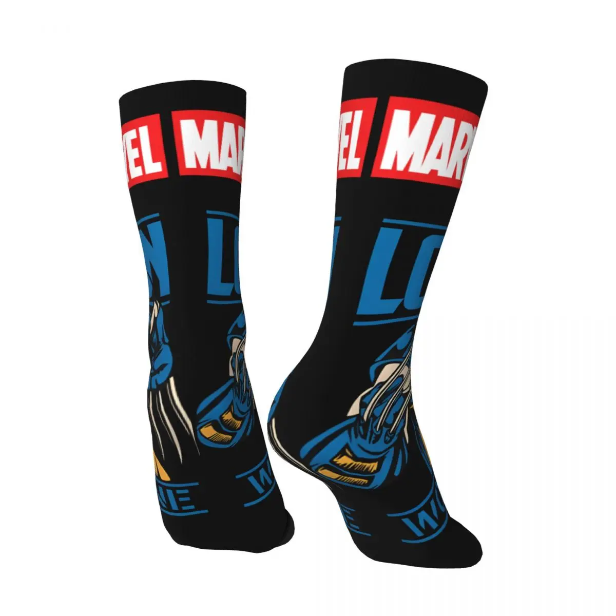 Funny Wolverine Sock for Men Hip Hop Harajuku Marvel X-man Deadpool & Wolverine Happy Seamless Pattern Printed Boys Crew Sock