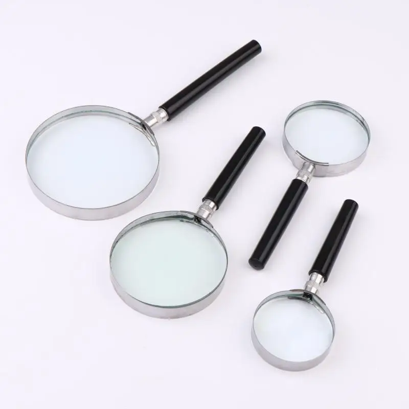 50/60/75/90mm 3X White Metal Border Magnifying Glass For Jewelry Reading Coins Stamps 3X Professional Magnifying Glass
