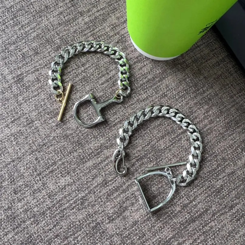 High Quality Stainless Steel Stirrup Buckle Bracelet 7.5inch Animal Horse Chain Confinement for Women and Men Gifts Dail