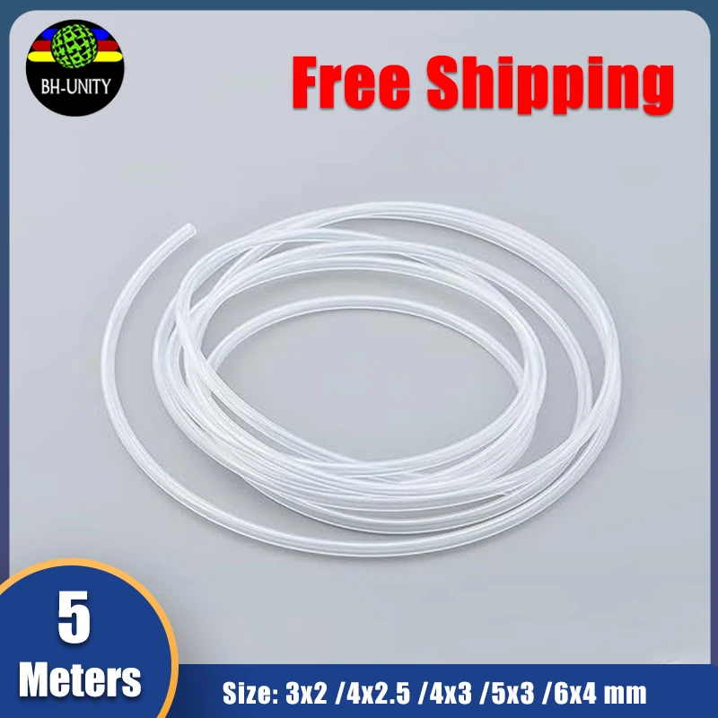 Free Shipping 5Meters Single Line Ink Tube 6*4/5*3 /4*3/3*2mm Solvent Ink Pipe for Gongzheng JHF Xuli Flora Inkjet Printer