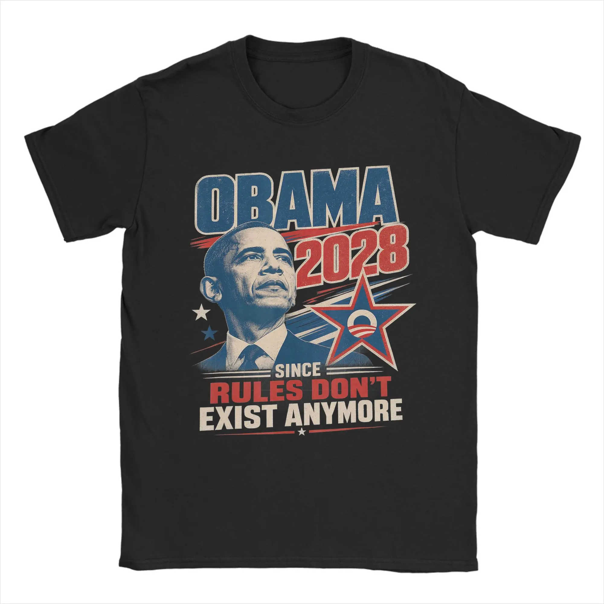 Obama 2028 Since Rules Don't Exist Anymore T Shirts Men's  Pure Cotton Funny T-Shirt Crew Neck  Tees Short Sleeve Tops Classic