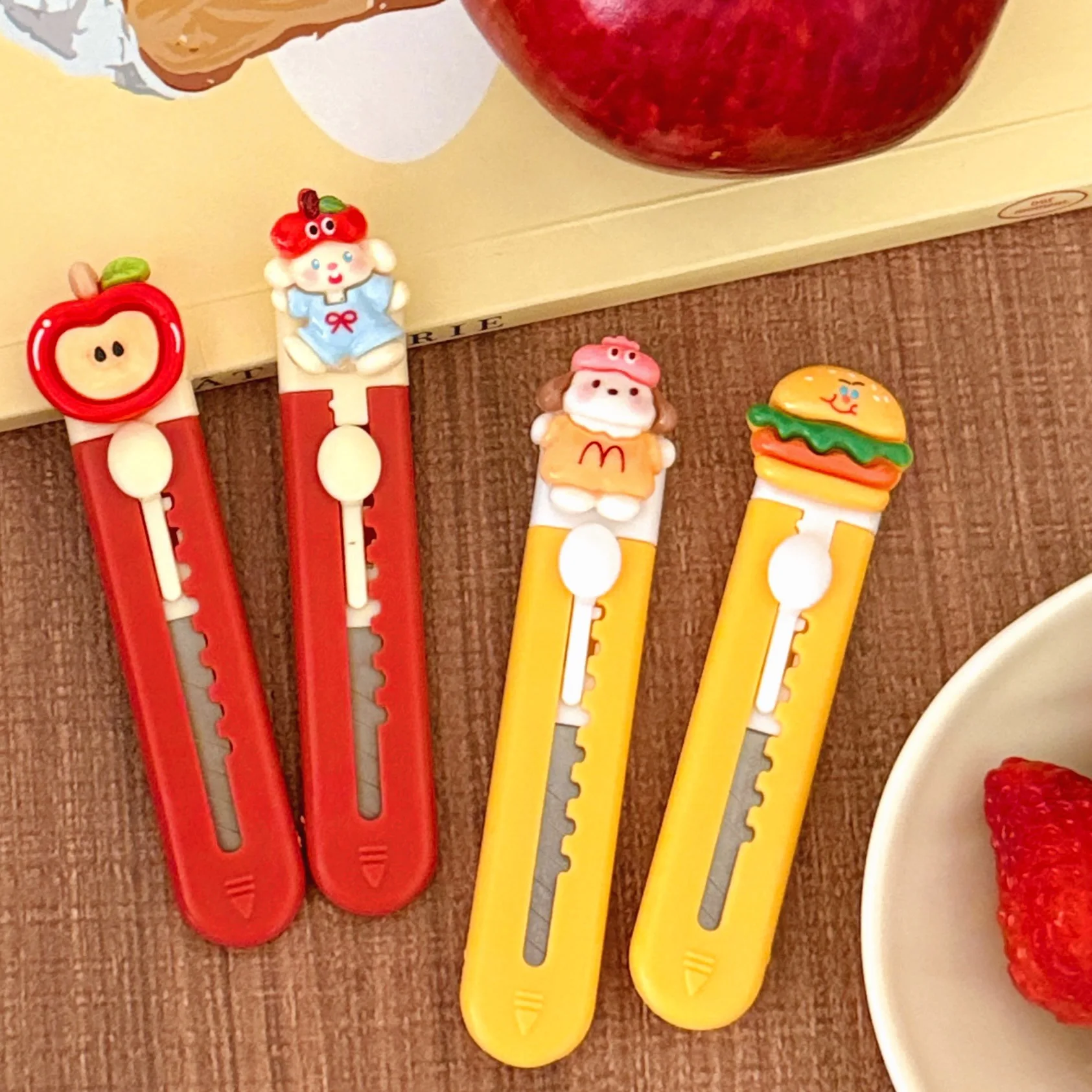 1/4 قطعة الإبداعية لطيف الكرتون الفن سكين المحمولة صندوق صغير مفتوح سكين طالب ورقة قطع سكين #3