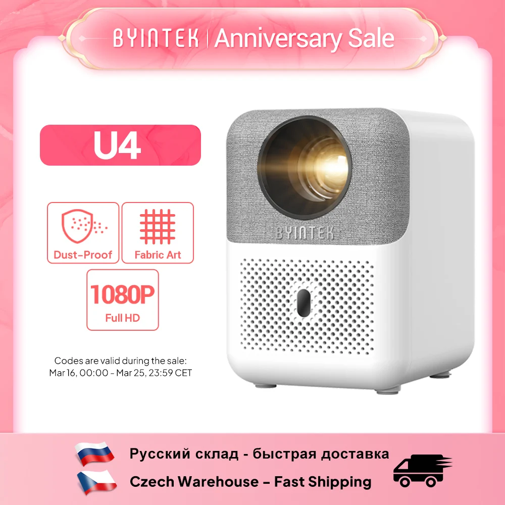 BYINTEK LOVE U4 Smart Mini Home Theater Projector 4K 1080P Video Android WIFI for Smartphone Cinema