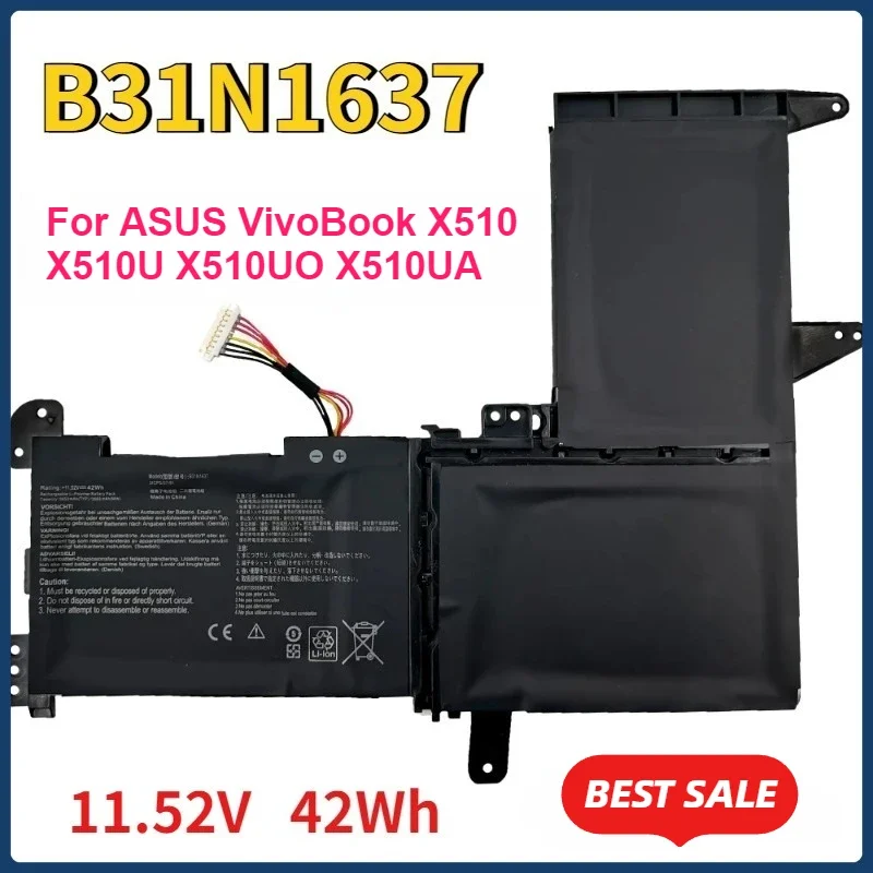 

11.52V 42Wh B31N1637 C31N1637 Laptop Battery for ASUS Vivo Book X510UA S510U S510UF S510UQ X510 X510U X510UQ F510U F510UA