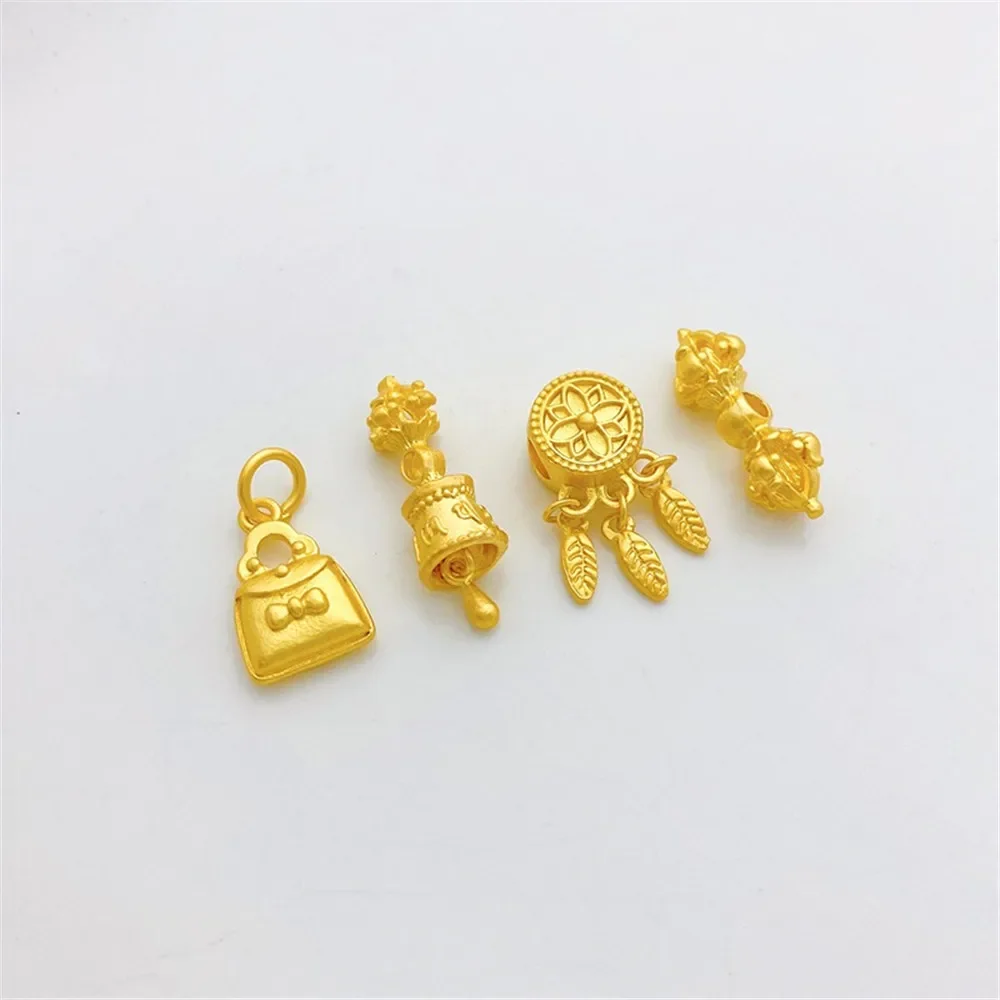 Tubo curvo hueco de maní de oro antiguo, captura de sueños, malla, agujero grande, colgante de cuentas, borla, pulsera Diy, colgante de collar