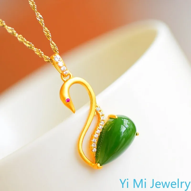 

100% Hetian Jade Green Pendant S925 Sterling Silver Pendant Handmade Fashion Jewelry Woman Jade Necklace Free Shippping Items