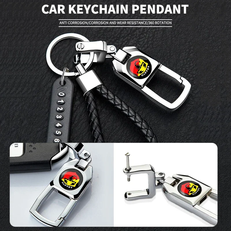 3D Metal Car Badge Key Chain Decorative Keychain Ring For Fiat ABARTH 124 125 130 131 500 595 Esseesse 695 Punto Scorpion