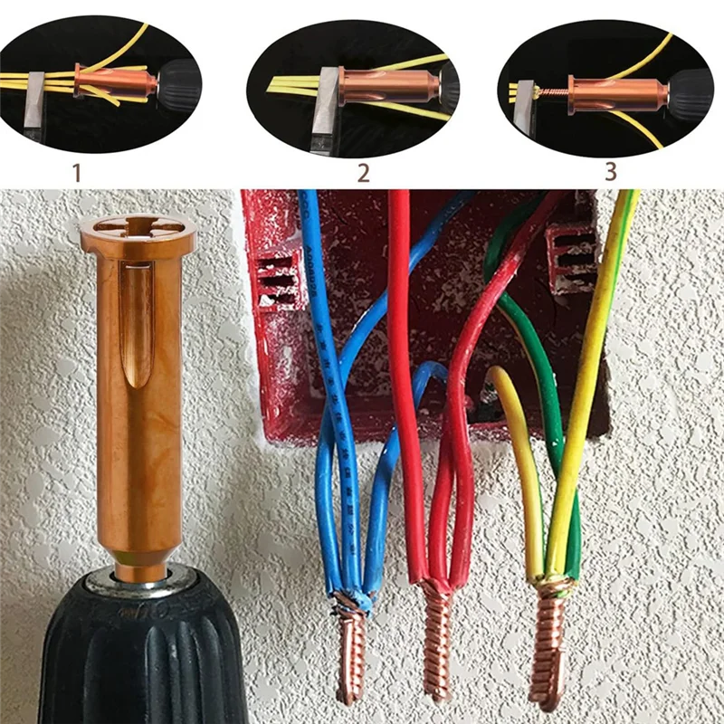 

B52C 3PCS Wire Twisting Tool Cable Wire Stripper And Twister For Electrical Power Drill, 3 Way/ 5 Way Wire Stripping Tool Easy T