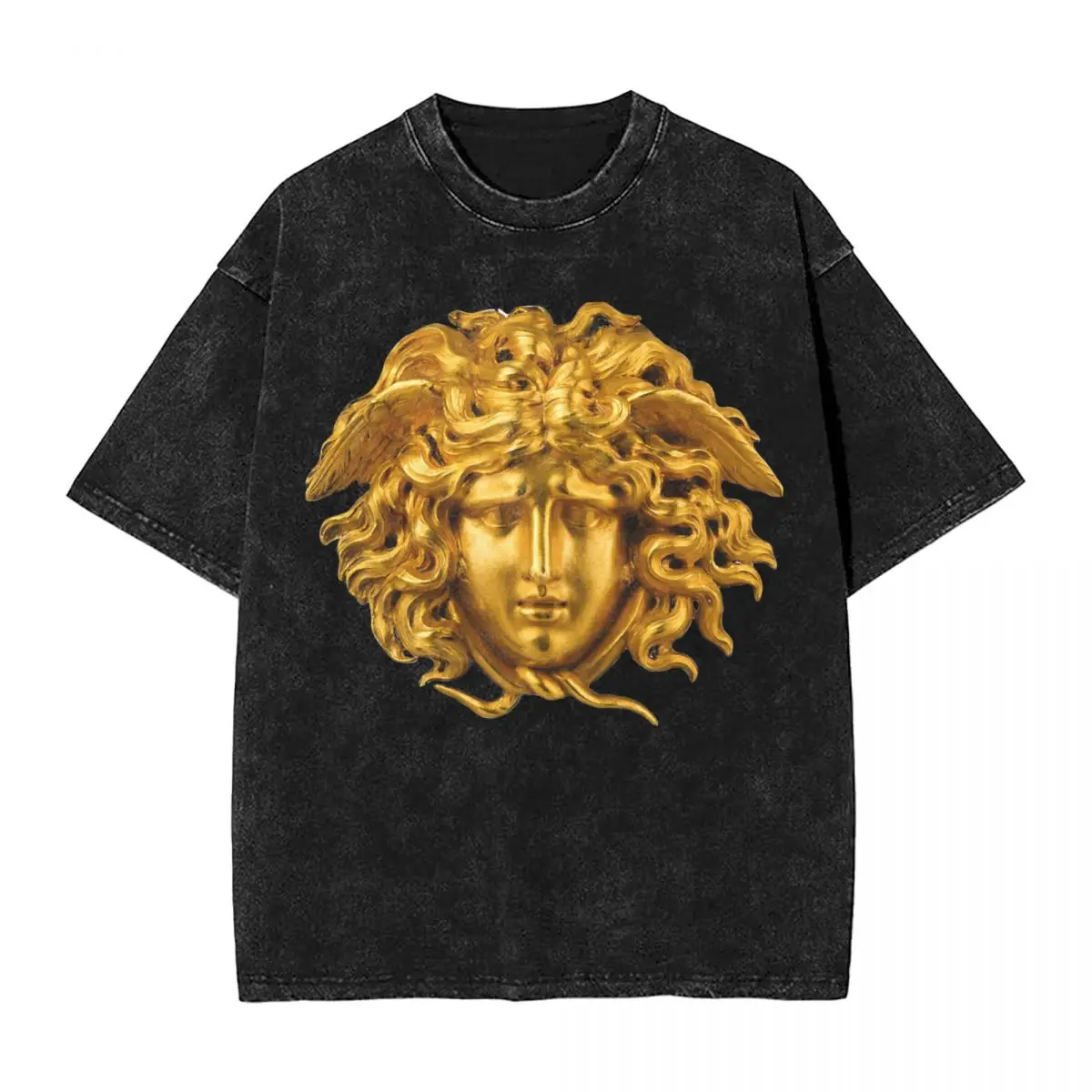 Elegant And Chic French Haired Washed T Shirt Streetwear T-Shirt Mythological Greek Medusa for Men Women Cotton Street Summer