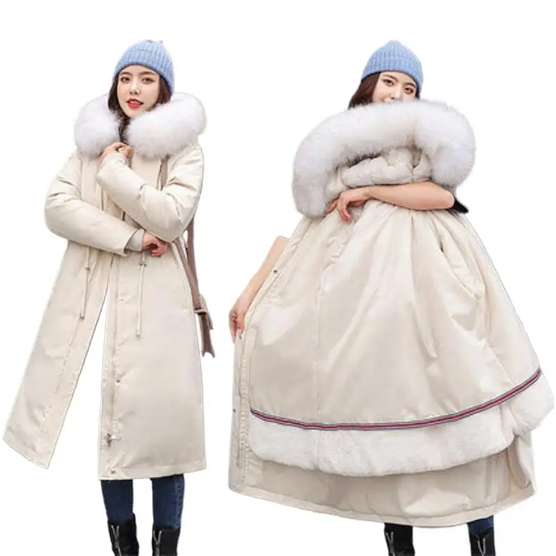 2024 New Winter Women\' fashion coat long warm parka Jacket A-line hooded female clothing 9 Colors Office Lady winter clothes