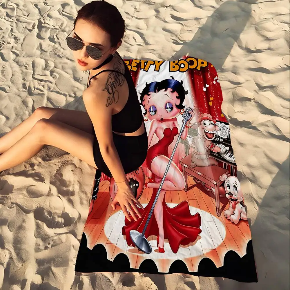 Pretty Cartoon B-Betty B-boop Anime Bath Towel Microfiber Soft Water Absorbing Breathable For Girl Kids Decorative Cartoon Towel