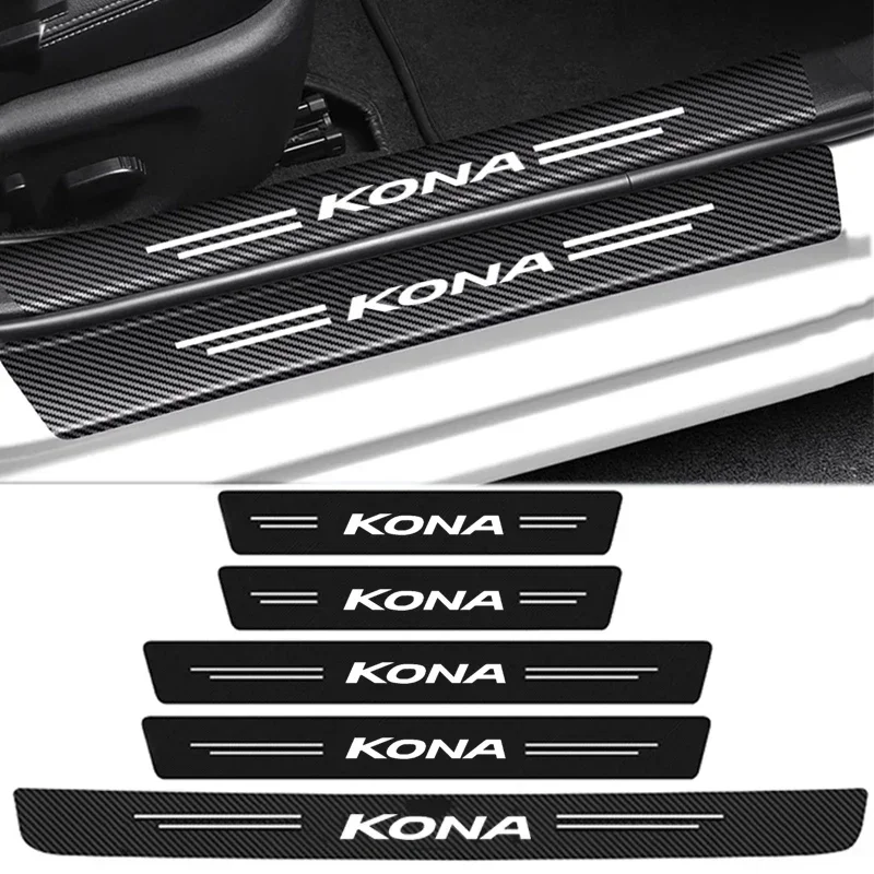 Car Rear Trunk Door Threshold Stickers For Hyundai KONA Anti Scratch Protective Film Bumper Strips Decals Guard Pedal Decoration