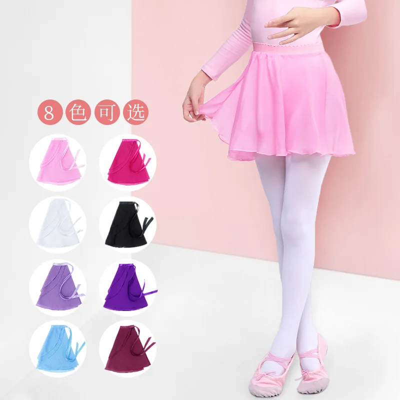 Children's dance half length skirt girls practice clothing summer ballet dance dress chiffon skirt Performance Costumes