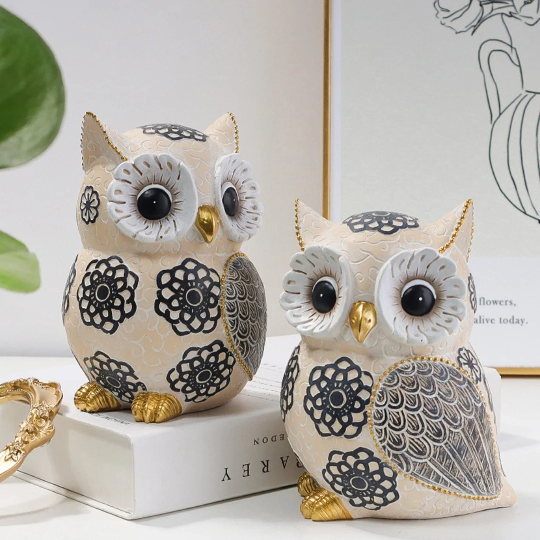 Resin Family AnimalOwl Shape Resin Desktop Cartoon Indoor Figurine, Hand Made Small Figurines, Cute Table Decoration, Home Decor