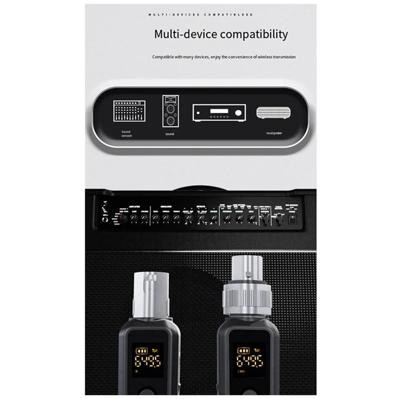 ตัวแปลงไมโครโฟนไร้สาย UHF สําหรับไมโครโฟนแบบไดนามิกกีตาร์อะแดปเตอร์รับสัญญาณ 640-690Mhz สีดํา 1 ชุด