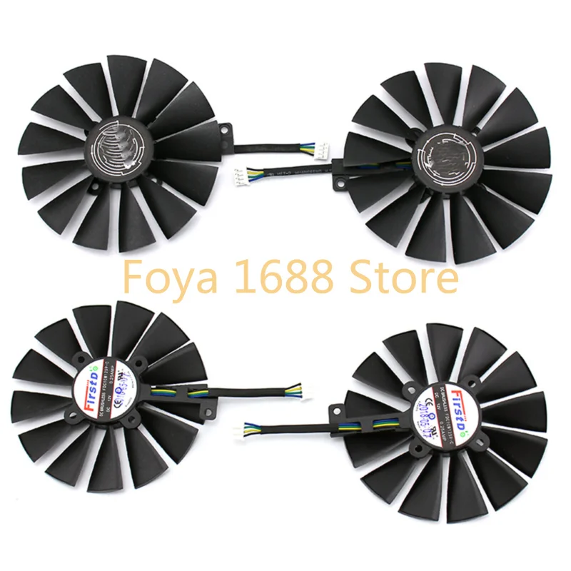 For ASUS DUAL-RX580-8G (13 Leaves/Dual Fan Version) Graphics Card Fans 4 Pin