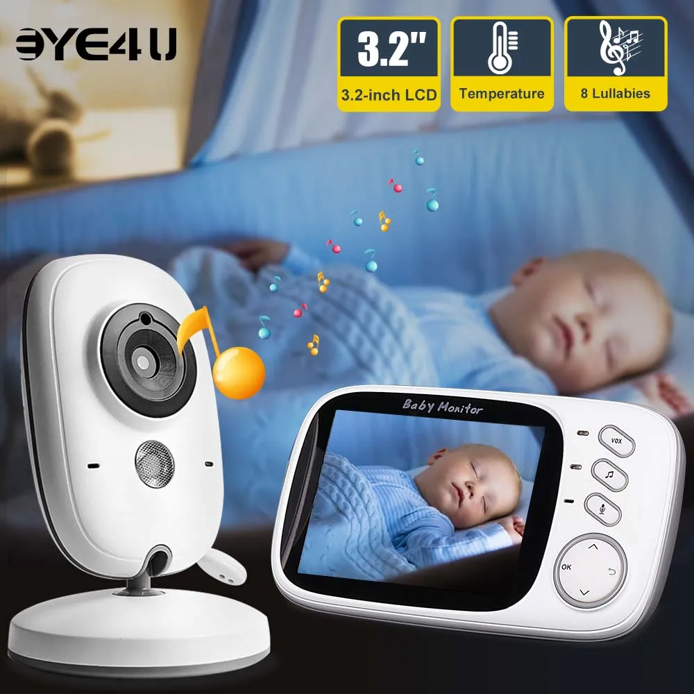 3.2'' Video Baby Monitor Two-way Audio Night Vision 2.4G Mother Kids Pet Surveillance Camera Temperature Monitoring Screen VB603