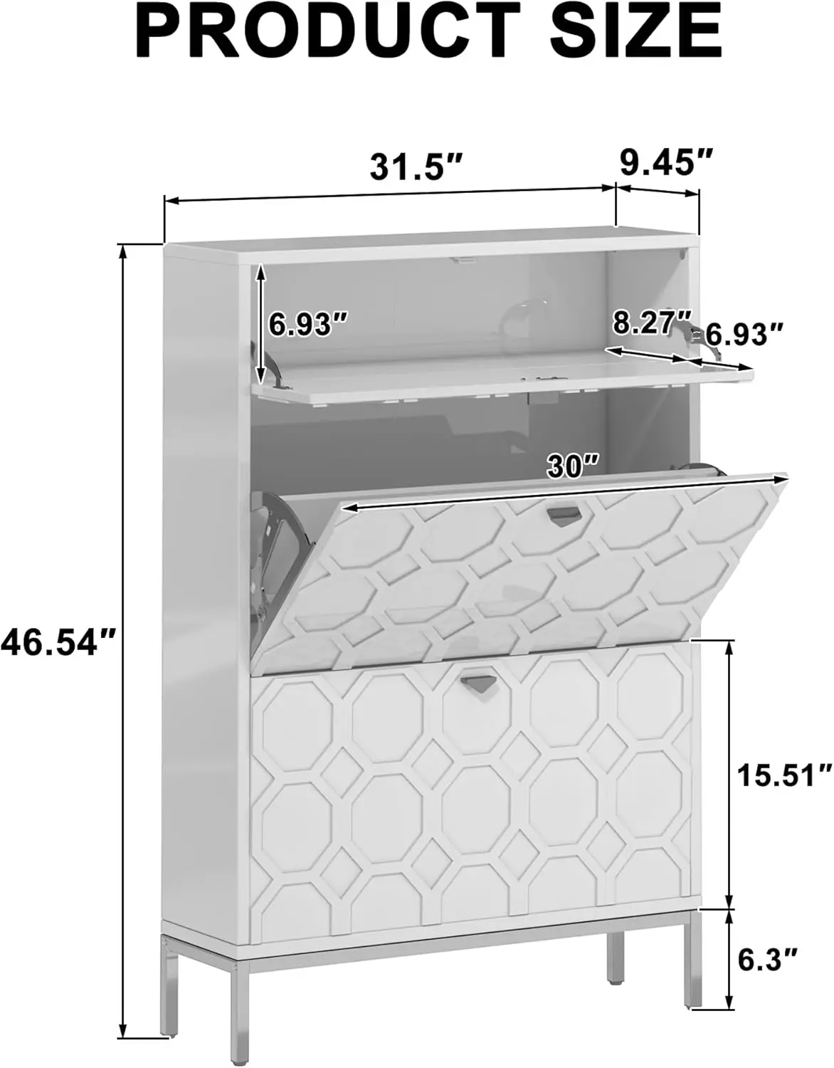 Shoe Storage Cabinet With Drawers, Freestanding Shoe Rack Storage Organizer With 3 Flip Drawers For Entryway Hallway Mudroom