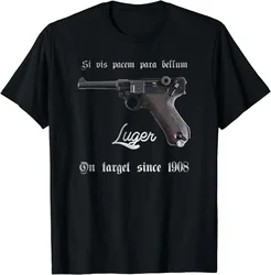 German Mauser P08 9mm Luger Pistol T-Shirt 100% Cotton O-Neck Summer Short Sleeve Casual Mens T-shirt Size S-3XL