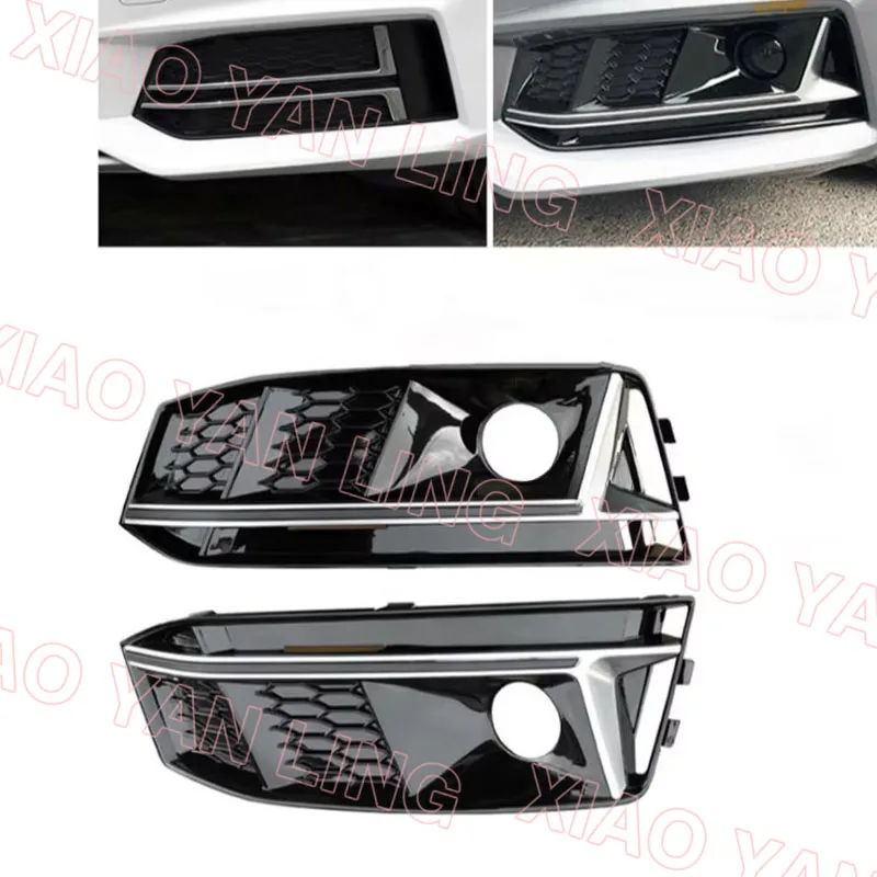 

For Audi A4 SLine B9 Racing Style Front Bumper Fog Light Grill Cover Chrome Finish with ACC Hole 2017-2019