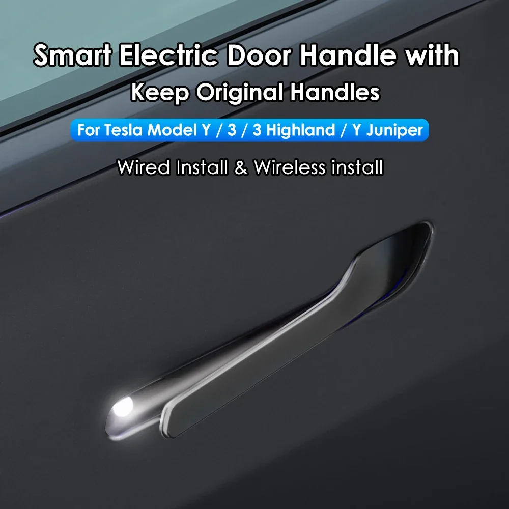 Electric Door Handle for Tesla Model Y OEM Handle Replacement LED Light Automatic 4-Door Opening Pump Handlebar