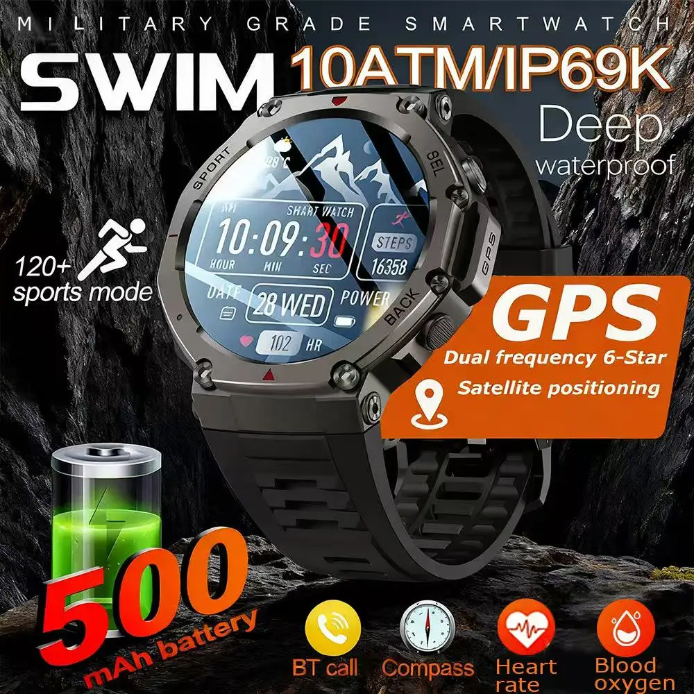 

T-Rex 3 Ultra GPS Smart Watch 10 ATM Waterproof Built-in Dual-band GNSS Compass Military Sport Smartwatch Men 2025 New Men Watch