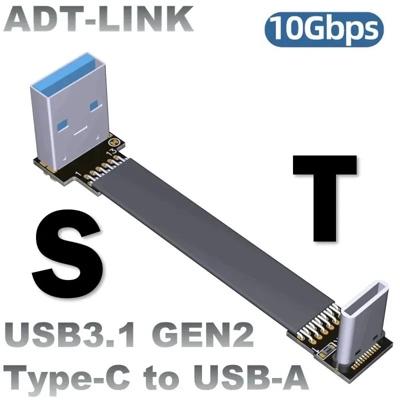 ADT-Link 10Gbs USB3.1 Gen2 Type C To Type A Flat Ribbon Data Cable USB 3.1 USB-C-USB-A Male To Female USB-Device FPC FPV Adapter