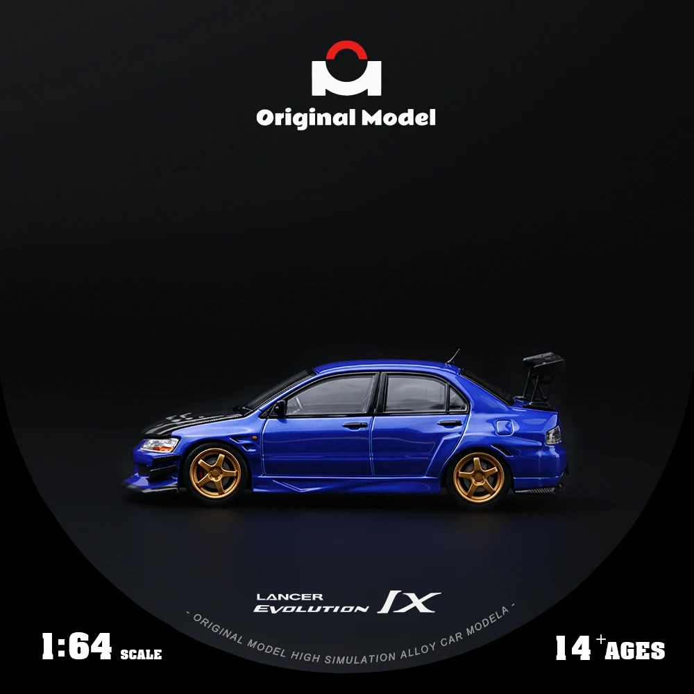 *Pre-order*Original Model 1:64 EVO 9 Open Hood Design Mini Alloy Car Model Dark Blue Painted Realistic Die‑cast Vehicle view 5