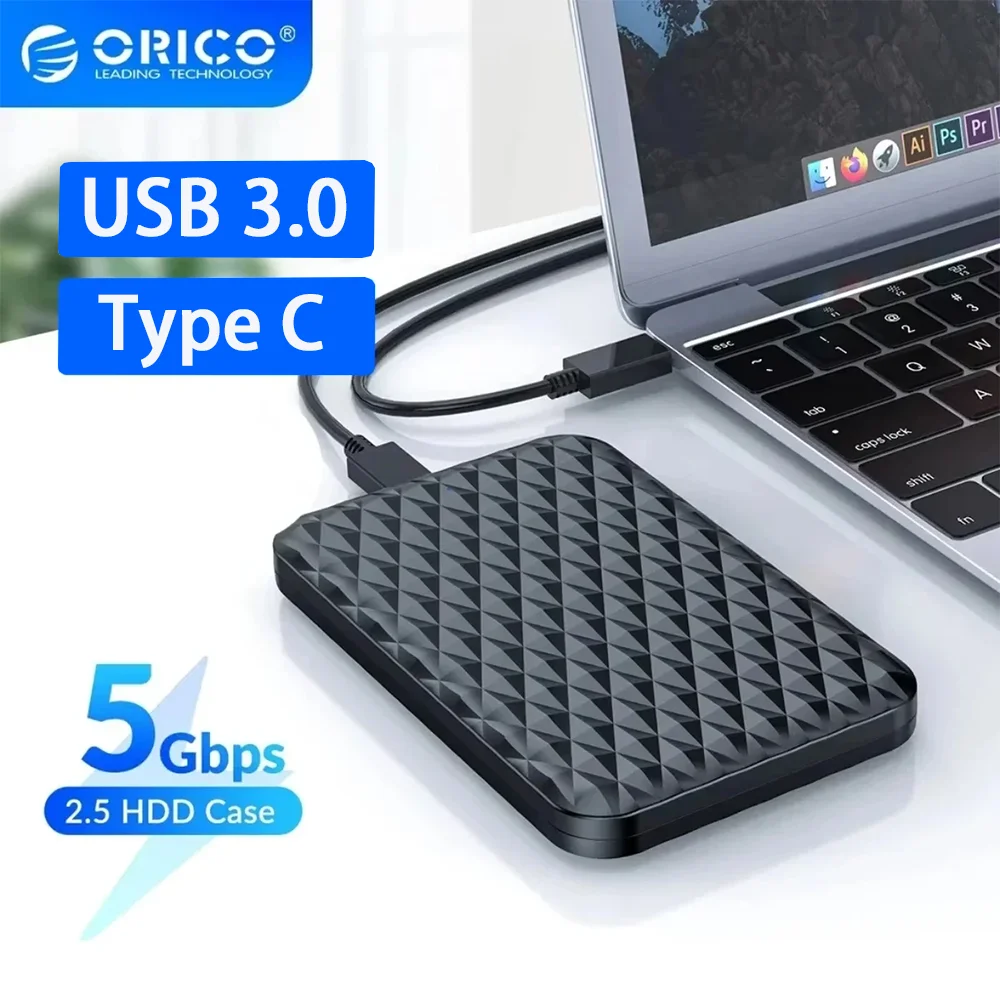 ORICO HDD Case 2.5 Inch SATA to USB3.0/Type-C HDD Enclosure 5Gbps 2.5'' HDD SSD External SATA HDD Enclosure Support Auto-Sleep