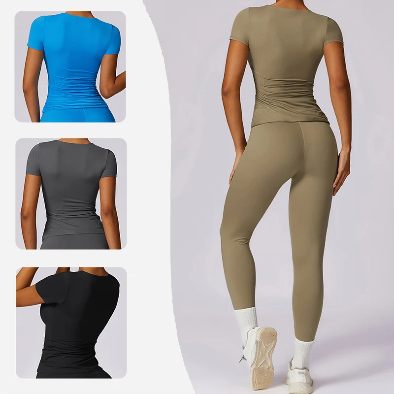

Fitness Suit Short Sleeved Breathable Tight Yoga Top Outdoor Running And Leisure Gym Fitness Push Ups Running Sports T-Shirt