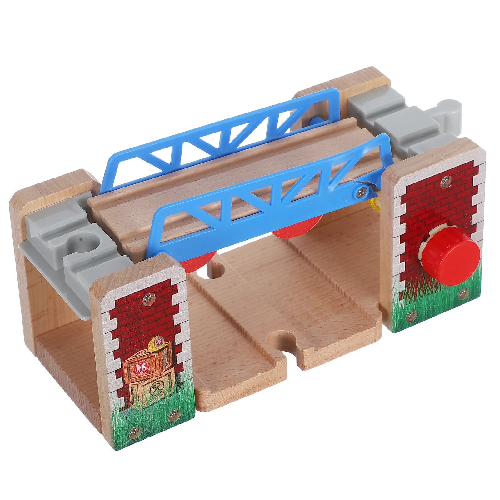 

Wooden Train Track Lifting Bridge Rail Scene Prop Controllable Railway Accessory Educational Play Train Railway